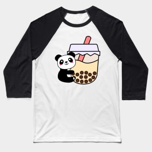 Baby Panda Hugs Bubble Tea Kawaii Cream Boba Tea Baseball T-Shirt